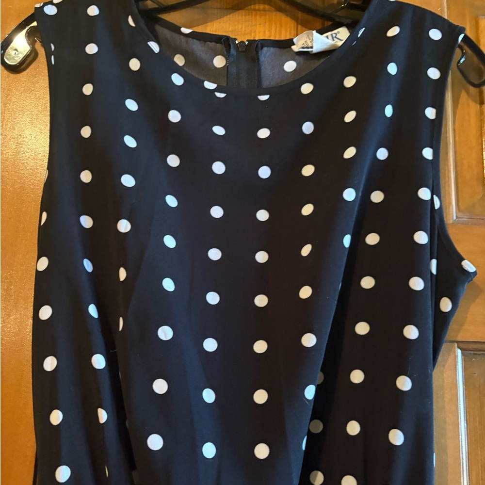 Blair Navy Blue Polka Dot Sleeveless Midi Dress - Picture 3 of 6